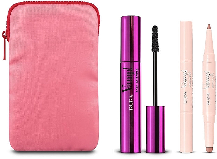 Zestaw - Pupa Vamp! Lash Extender Mascara & Vamp! Creamy Duo (mascara/14ml + lip/pencil/1g + bag) — Zdjęcie N1