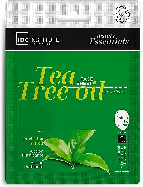Maseczka do twarzy z olejkiem z drzewa herbacianego - IDC Institute Tea Tree Oil Ultra Fine Face Mask — Zdjęcie N1