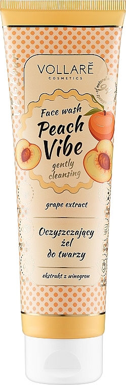 Żel do mycia z ekstraktem z brzoskwini i winogron - Vollare Cosmetics VegeBar Peach Vibe Cleansing Gel