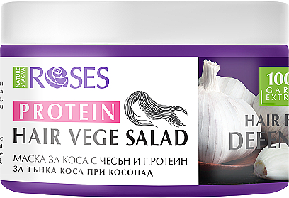Rewitalizująca maska ​​do włosów cienkich z czosnkiem i proteinami - Nature of Agiva Roses Protein Vege Salad Mask Hairfall Defense — Zdjęcie N1