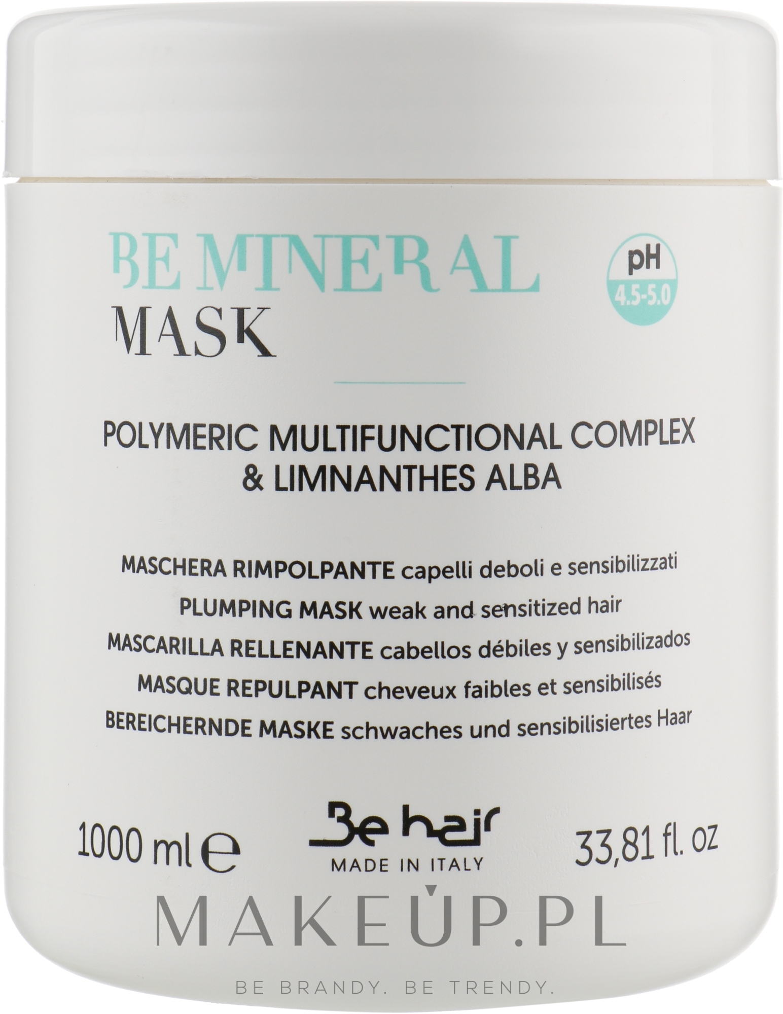 Mineralna maska ujędrniająca do włosów - Be Hair Be Mineral Plumping Mask — Zdjęcie 1000 ml