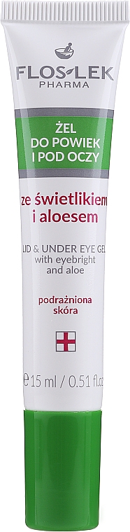 Żel do powiek i pod oczy ze świetlikiem i aloesem - Floslek Lid And Under Eye Gel With Eyebright And Aloe (tube) — Zdjęcie N2