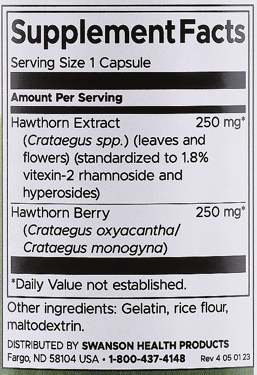 Ekstrakt z głogu, 250 mg - Swanson Hawthorn Extract — Zdjęcie N3