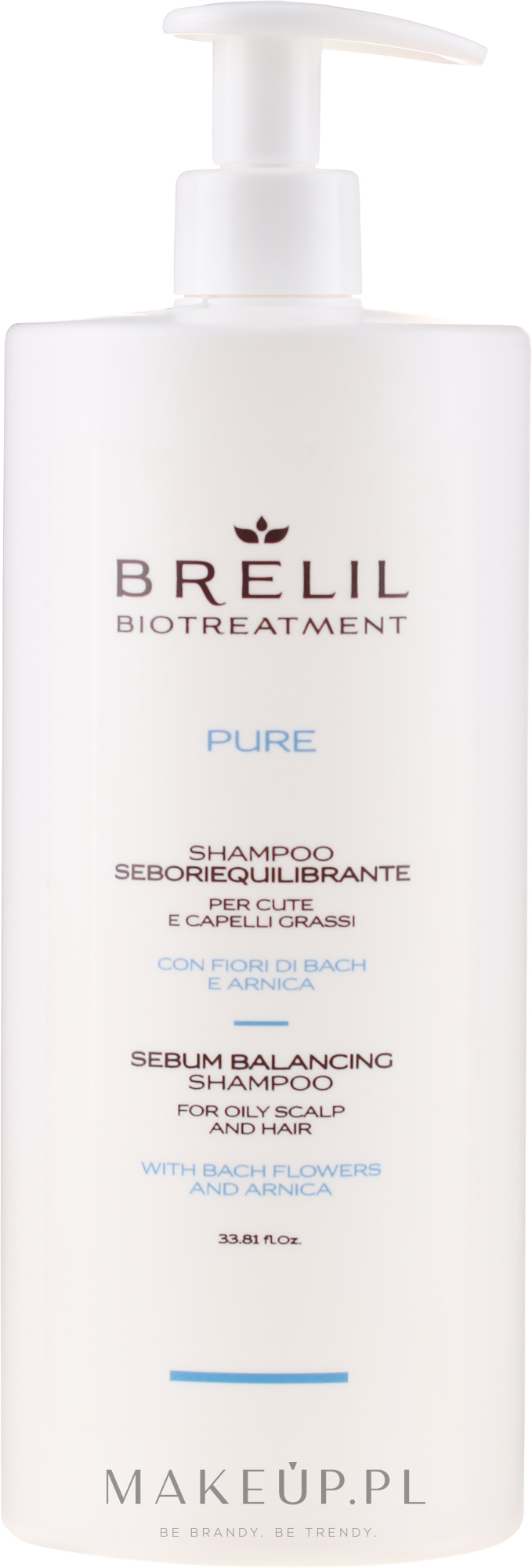 Szampon do przetłuszczających się włosów i skóry głowy - Brelil Bio Traitement Pure Sebum Balancing Shampoo — Zdjęcie 1000 ml
