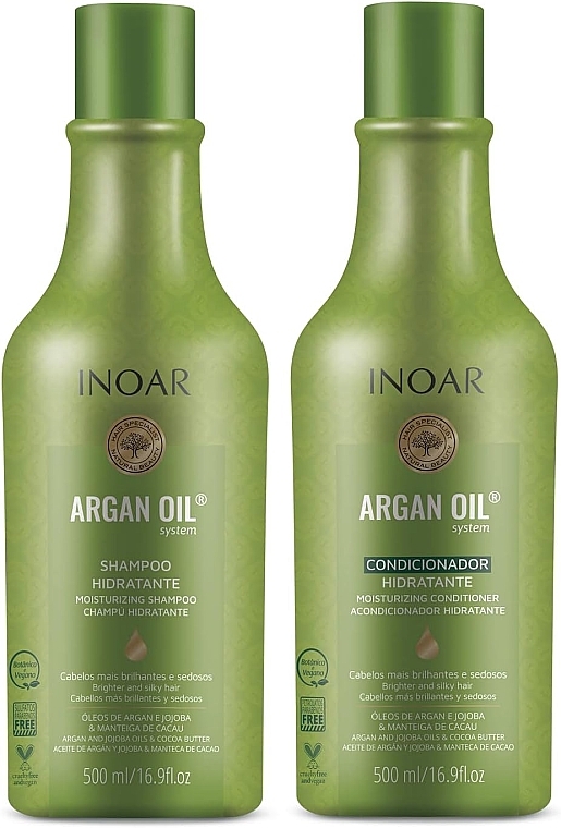 Zestaw do włosów przetłuszczających się - Inoar Argan Oil Kit (shm/500ml + conditioner/500ml) — Zdjęcie N1