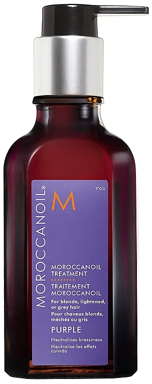 Fioletowy olejek do włosów blond, rozjaśnionych i siwych - Moroccanoil Treatment Purple With Pump — Zdjęcie N1