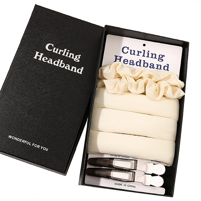 Zestaw do loków, krem, 5 produktów - Ecarla Curling Headband — Zdjęcie N1