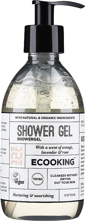 Odżywczy żel pod prysznic zapachu pomarańczy, lawendy i róży - Ecooking Shower Gel — Zdjęcie N1