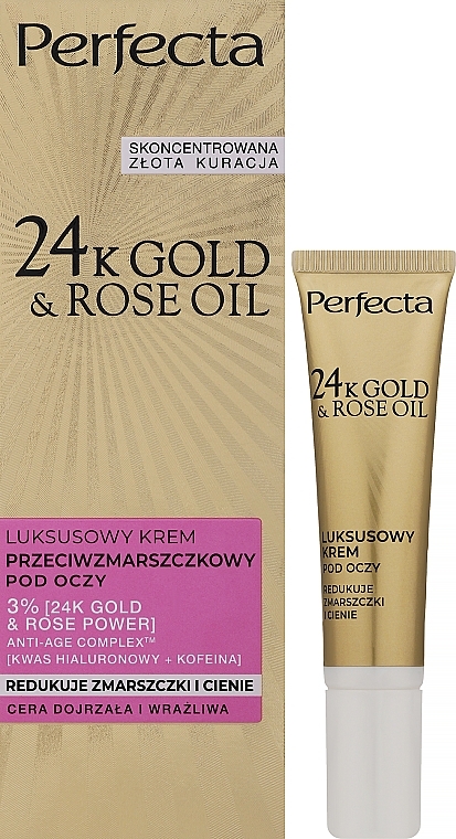 Luksusowy krem przeciwzmarszczkowy pod oczy - Perfecta 24k Gold & Rose Oil Anti-Wrincle Eye Cream — Zdjęcie N2