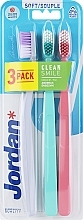 Szczoteczki do zębów, miękkie, szara + miętowa + różowa - Jordan Clean Smile Soft — Zdjęcie N1