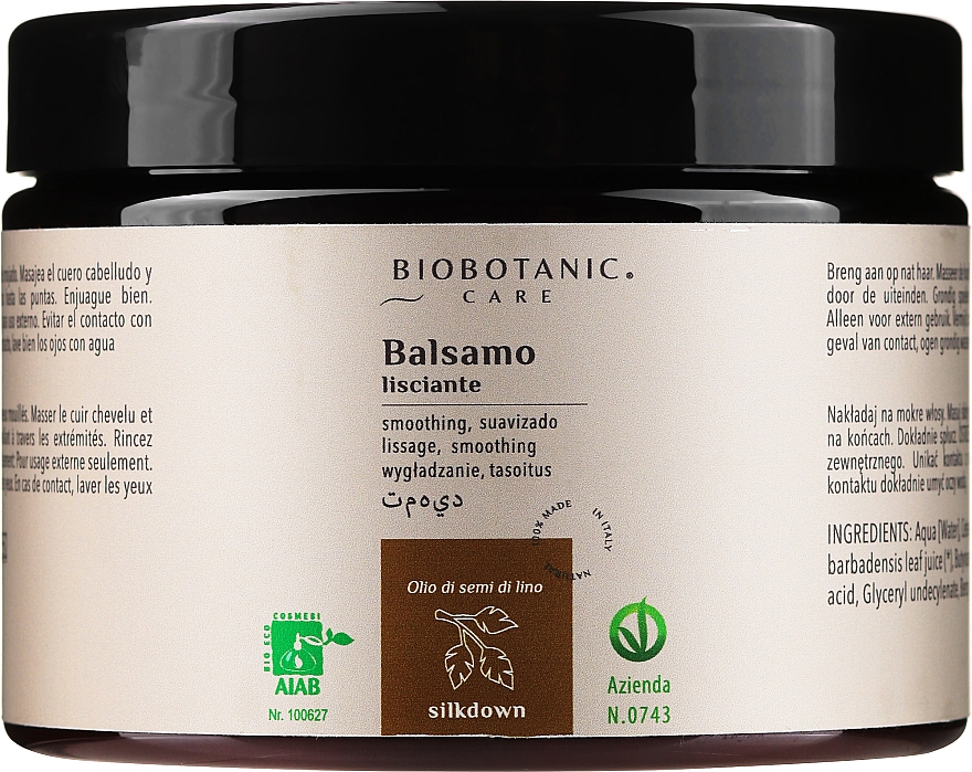 Wygładzający balsam do włosów z olejem lnianym - BioBotanic Silk Down Smoothing Balm — Zdjęcie N3