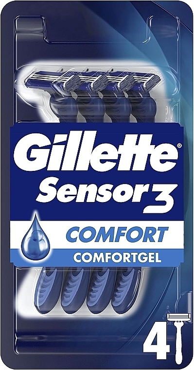 Jednorazowe maszynki do golenia męskie, 4 szt. - Gillette Sensor3 Comfort — Zdjęcie N2