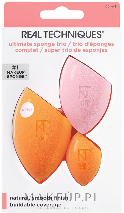 Zestaw gąbeczek do makijażu, 3 szt. - Real Techniques Ultimate Makeup Sponge Blending and Setting Trio — Zdjęcie 3 szt.