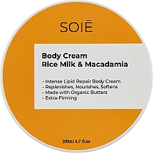 Kup Krem do ciała z mlekiem ryżowym i olejem makadamia - Soie Rice Milk & Macadamia Body Cream