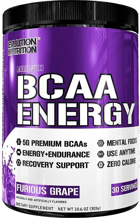Suplement diety Energy BCAA, winogrona - EVLution Nutrition BCAA Furious Grape — Zdjęcie N1