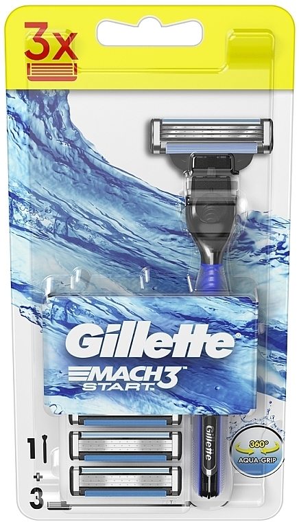 Maszynka do golenia z trzema wymiennymi wkładami - Gillette Mach 3 Start  — Zdjęcie N3