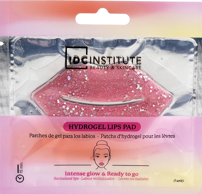 Hydrożelowa maseczka na usta z brokatem - IDC Institute Glitter Hydrogel Lips Pad Pink — Zdjęcie N1