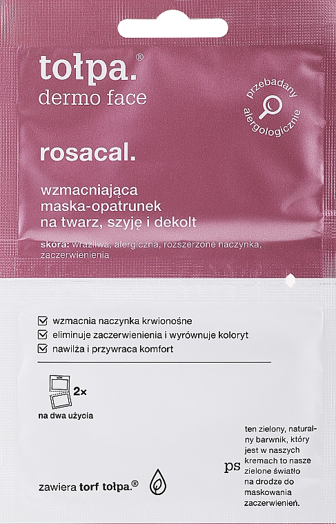 Maska-opatrunek wzmacniająco-łagodząca na twarz i szyję - Tołpa Dermo Face Rosacal — Zdjęcie N1