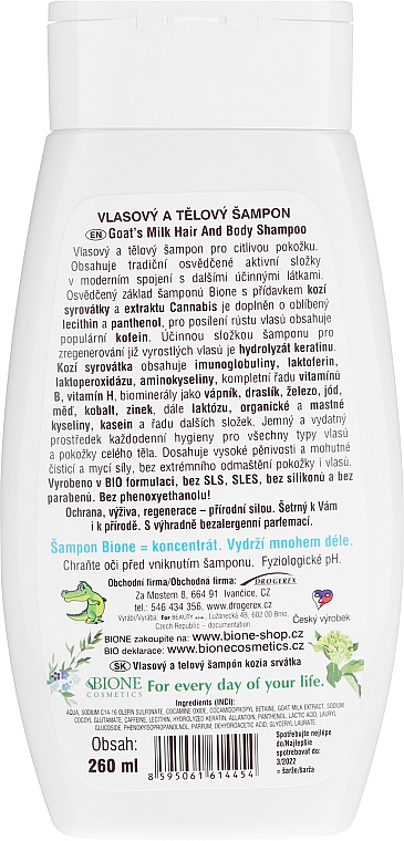 Szampon i żel do mycia ciała z kozim mlekiem - Bione Cosmetics Goat Milk Hair And Body Shampoo — Zdjęcie N2