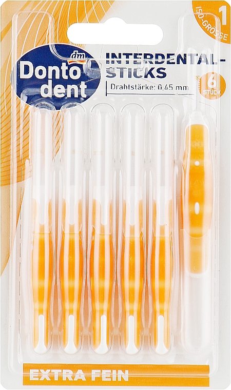 Szczoteczki międzyzębowe, 0,45 mm, pomarańczowe - Dontodent Interdental-Sticks ISO 1 — Zdjęcie N1