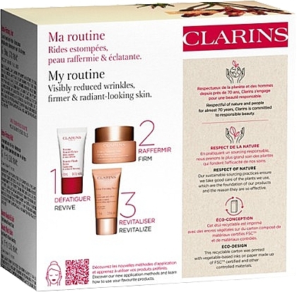 Zestaw - Clarins Firming & Anti-Wrinkle Essentials Set (d/cr/50ml + n/cr/15ml + b/balm/15ml) — Zdjęcie N3