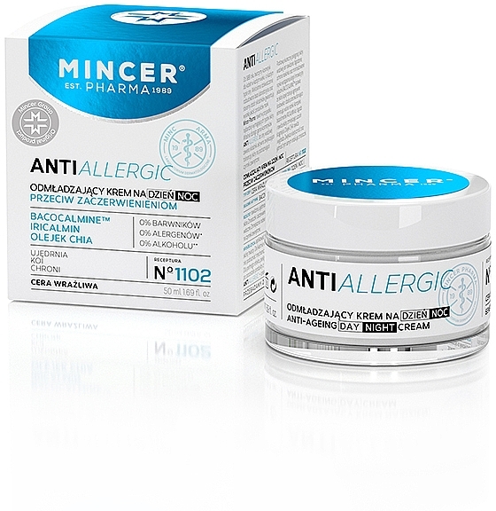 Przeciwstarzeniowy krem do twarzy na dzień - Mincer Pharma Anti Allergic 1102 Face Cream