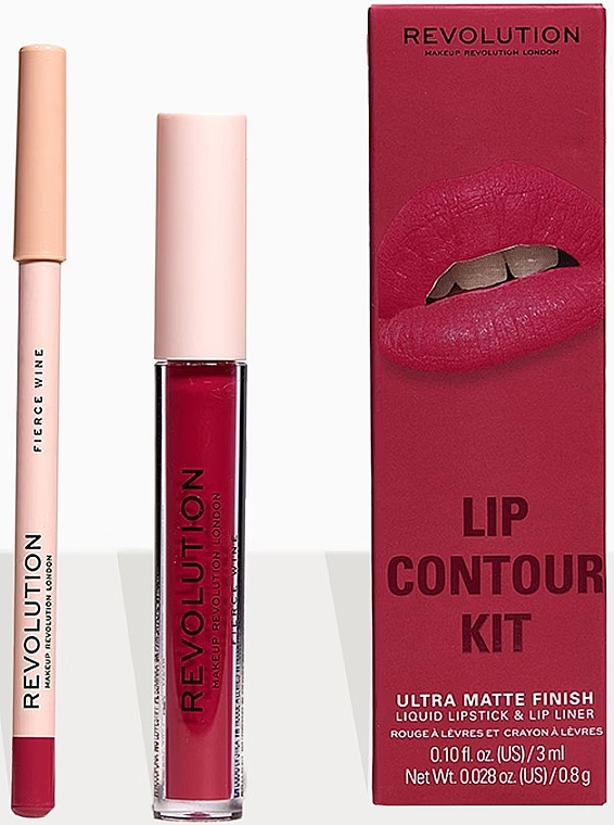Zestaw do makijażu ust - Makeup Revolution Lip Contour Kit Fierce Wine (lipstick/3ml + l/pencil/0.8g) — Zdjęcie N2