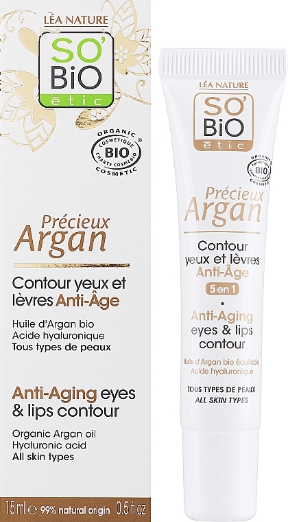 Przeciwzmarszczkowy krem 5 w 1 do poprawy konturu oczu i ust - So'Bio Etic 5in1 Anti-Aging Eye & Lip Contour Cream — Zdjęcie N3