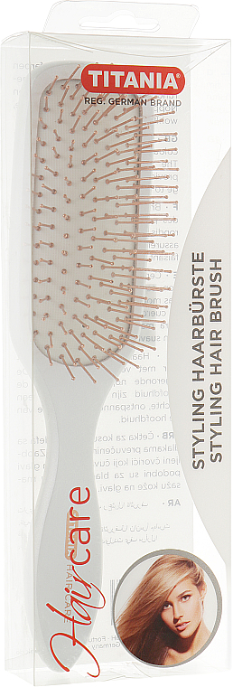 Stylowa szczotka do masażu włosów, prostokątna, 21,5 cm - TITANIA — Zdjęcie N2