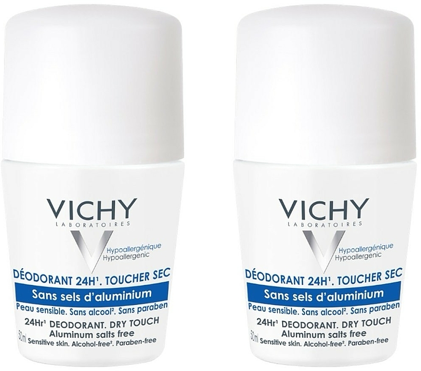 Zestaw - Vichy 24H Deodorant Without Aluminum Salts Bille (deo/50ml + deo/50ml) — Zdjęcie N1