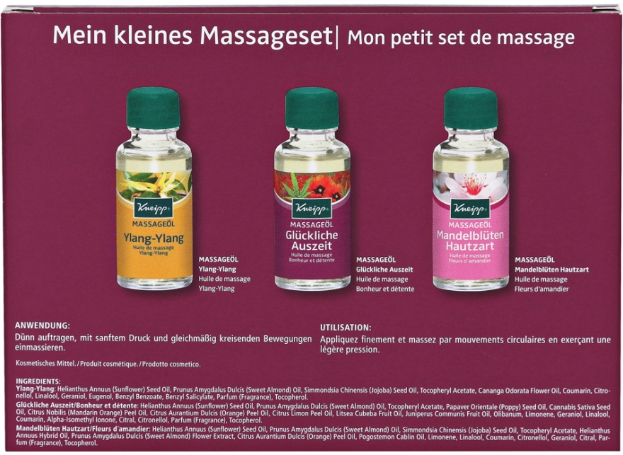 Zestaw - Kneipp Massage Set (b/oil/3x20 ml) — Zdjęcie N2