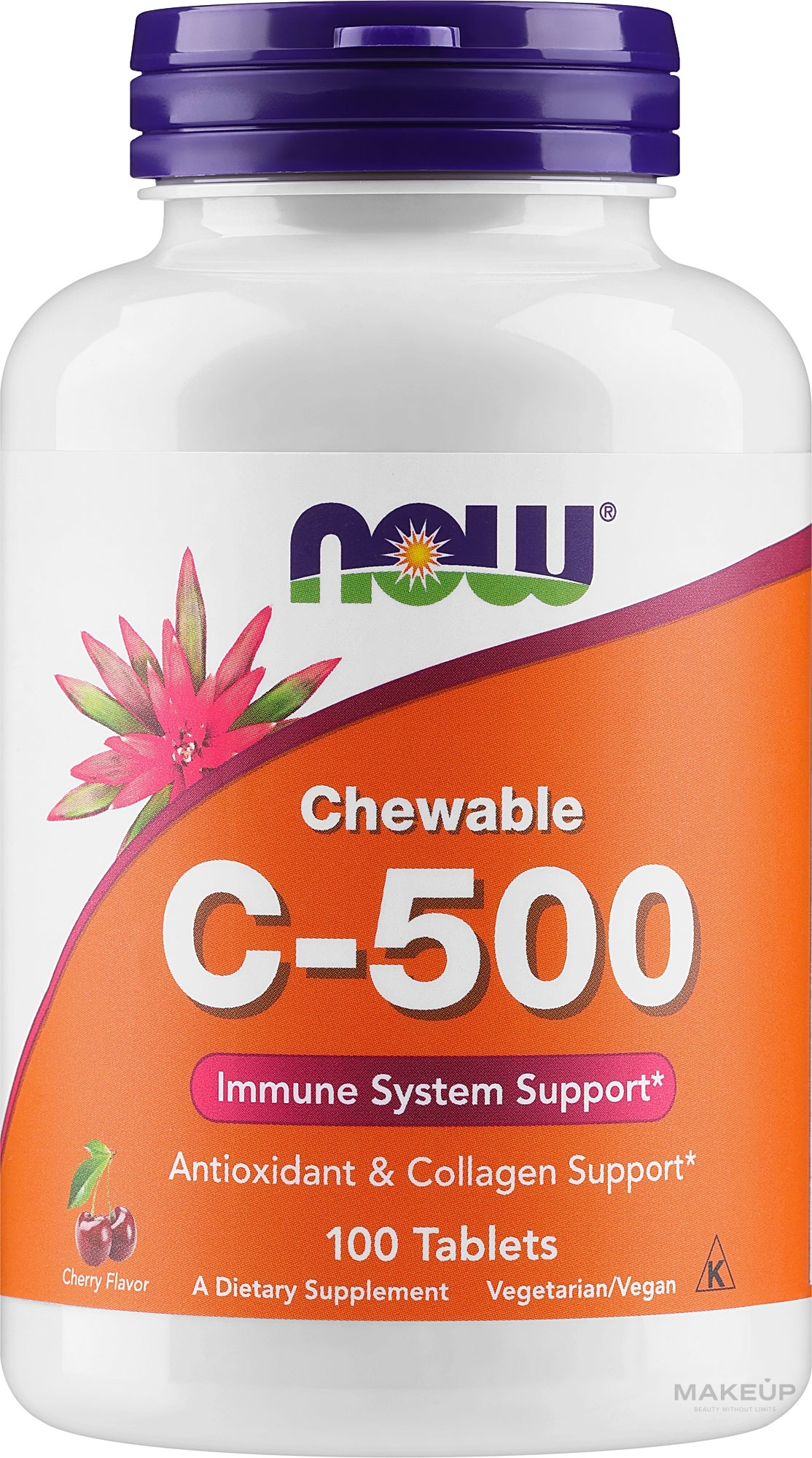 Witamina C-500 w tabletkach do żucia o smaku wiśniowo-jagodowym - Now Foods C-500 Chewable Cherry-Berry Tablets — Zdjęcie 100 szt.