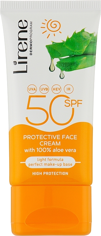 Krem do opalania twarzy z aloesem - Lirene Sun Care Emulsion SPF 50 — Zdjęcie N1