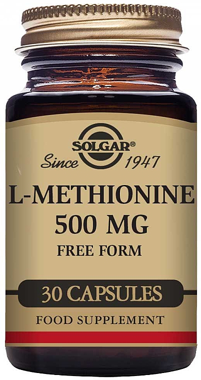 L-metionina w kapsułkach, 500 mg - Solgar L-Methionine — Zdjęcie N1