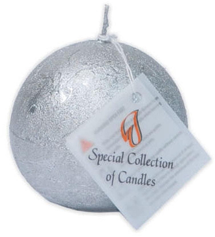 Świeca bezzapachowa Kula, 6 cm, srebrna - ProCandle Special Collection Of Candles — Zdjęcie N1
