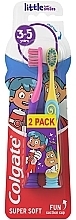 Zestaw szczoteczek do zębów dla dzieci, żółta/różowa - Colgate Kids Super Soft Toothbrush  — Zdjęcie N1