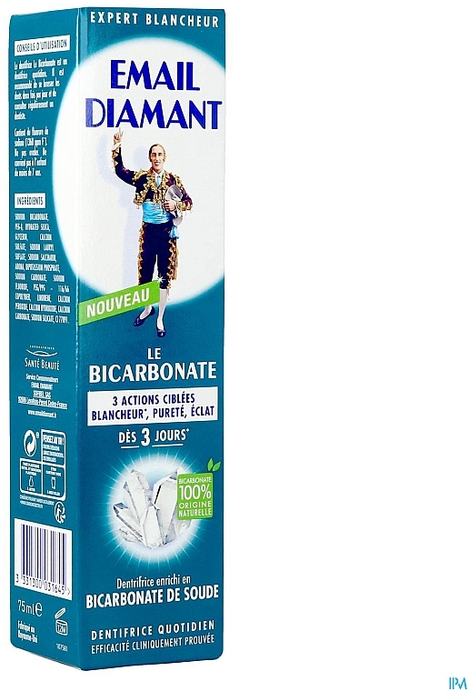 Pasta do zębów wzbogacona sodą oczyszczoną - Email Diamant Le Bicarbonate Toothpaste — Zdjęcie N1