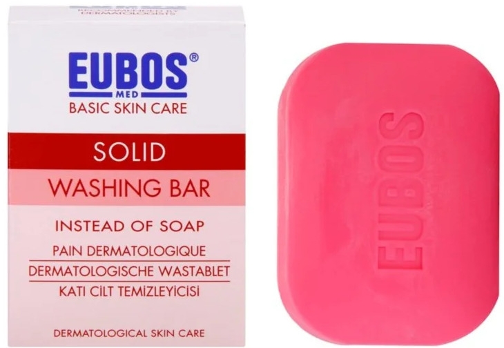 Bezalkaiczna kostka myjąca o świeżym zapachu - Eubos Med Basic Skin Care Solid Washing Bar Red — Zdjęcie N1