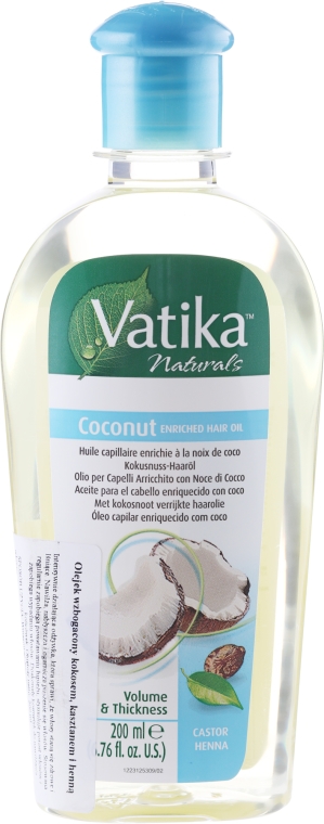 Olejek z olejem kokosowym dodający włosom objętości i grubości - Dabur Vatika Coconut Hair Oil Volume & Thickness — Zdjęcie N1