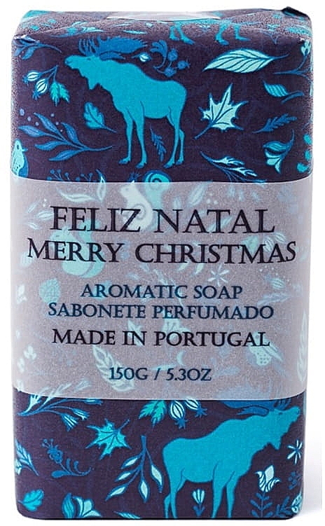 Świąteczne mydło w kostce z olejem arganowym i masłem shea - Essencias de Portugal Feliz Natal Blue Christmas Aromatic Soap — Zdjęcie N1