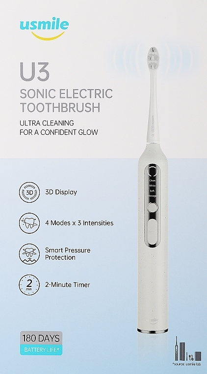 PRZECENA! Elektryczna szczoteczka do zębów U3, biała - Usmile Sonic Electric Toothbrush U3 Sunlight White * — Zdjęcie N1