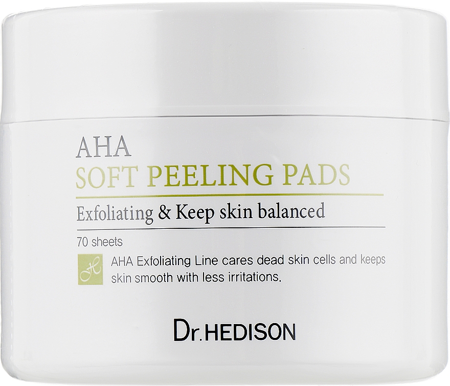 Delikatnie peelingujące płatki kosmetyczne z kwasami AHA - Dr.Hedison AHA Soft Peeling Pads