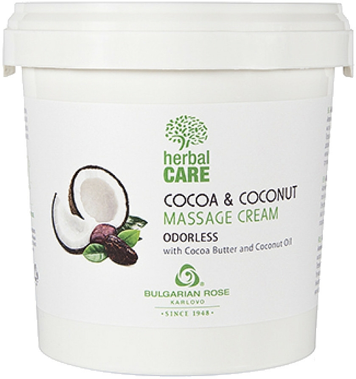 Krem do masażu Kakao i kokos - Bulgarian Rose Herbal Care Cocoa & Coconut Massage Cream Odorless — Zdjęcie N1