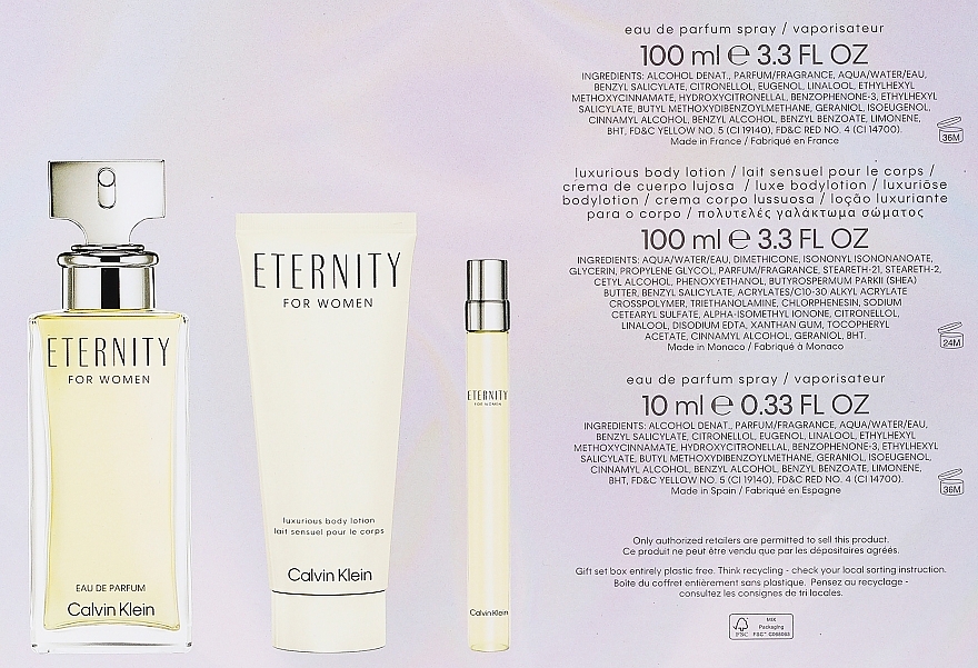 Calvin Klein Eternity For Woman - Zestaw (edp/100ml + b/lot/100ml + edp/10ml) — Zdjęcie N4