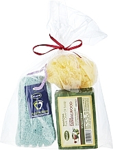 Kup Zestaw, mydło zapachu drzewa sandałowego, pumeks niebieski, gąbka - Kalliston (soap/100g + stone/1pcs + sponge/1pcs)