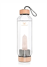 Kup Szklana butelka na wodę z kwarcem różowym, 650 ml - Crystallove Hexagon Pink Quartz Bottle