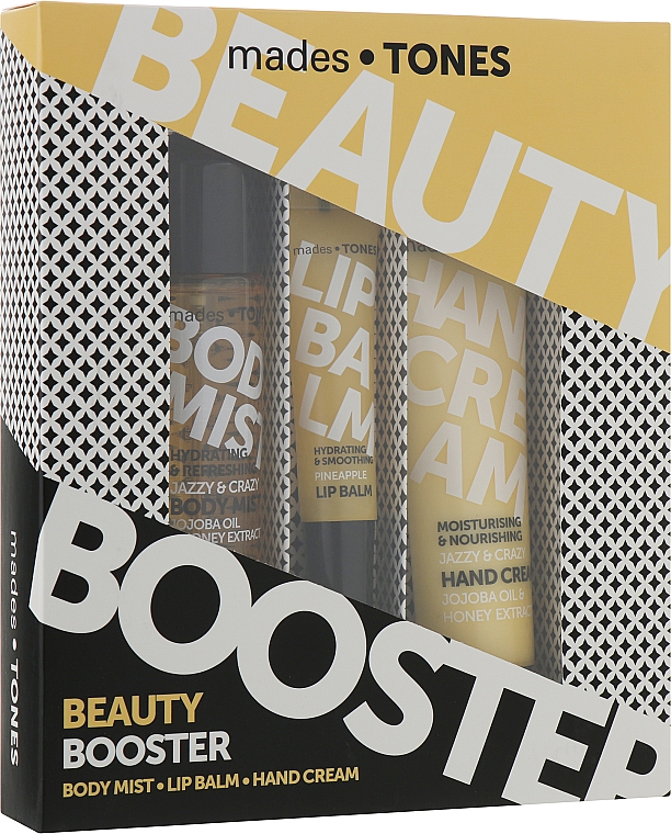 Zestaw podarunkowy - Mades Cosmetics Tones Beauty Booster Set (b/mist 50 ml + lip/balm 15 ml + h/cr 65 ml)