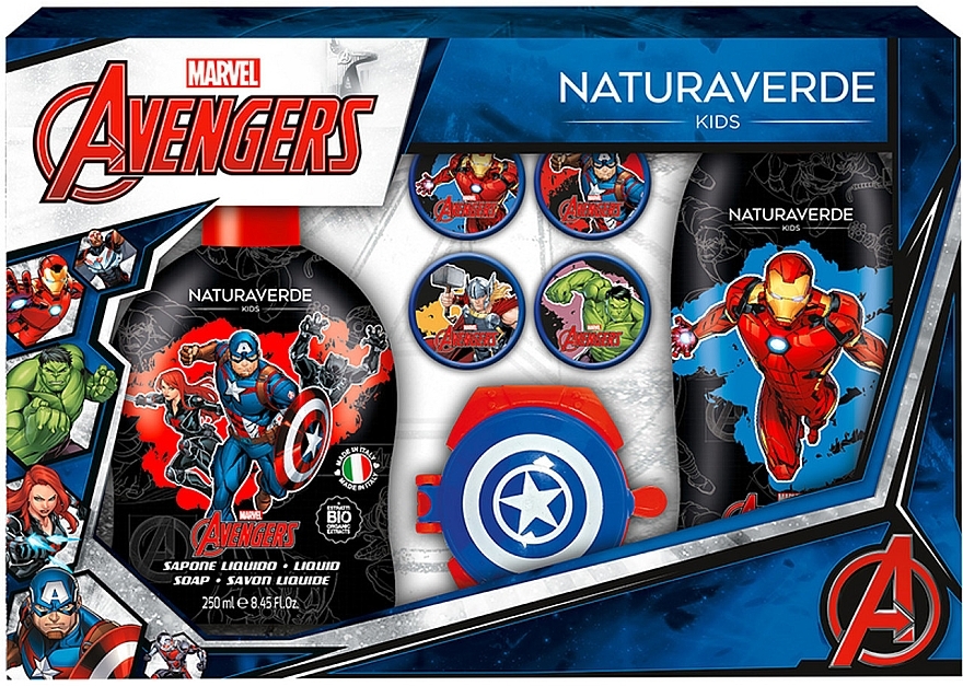 PRZECENA! Zestaw - Naturaverde Kids Avengers (sh/gel/250 ml + liquid/soap/250 ml + acc) * — Zdjęcie N1