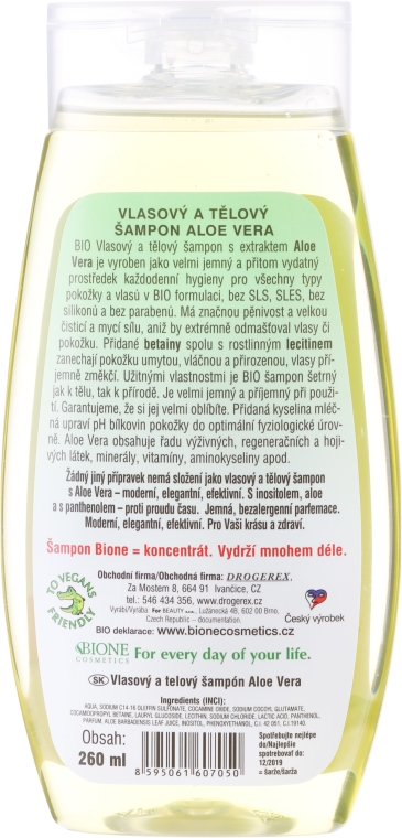 Szampon do mycia ciała i włosów - Bione Cosmetics Aloe Vera Hair And Body Shampoo — Zdjęcie N2
