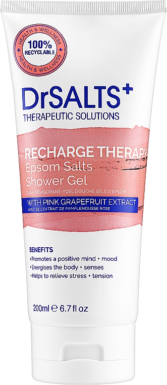 Żel pod prysznic z ekstraktem grejpfruta - Dr Salts + Recharge Therapy Epsom Shower Gel (tuba) — Zdjęcie N1